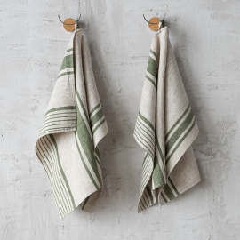 Håndklæde-sæt, 2 stk., skovgrøne / naturfarvede, Provence