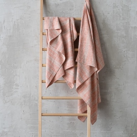 Badehåndklæde i linned, brick natural, Multistripe
