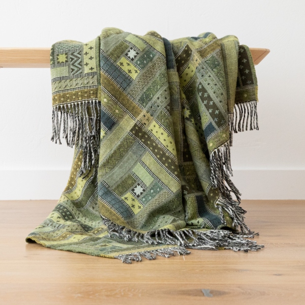 Plaid i merinould, grønt, Marta