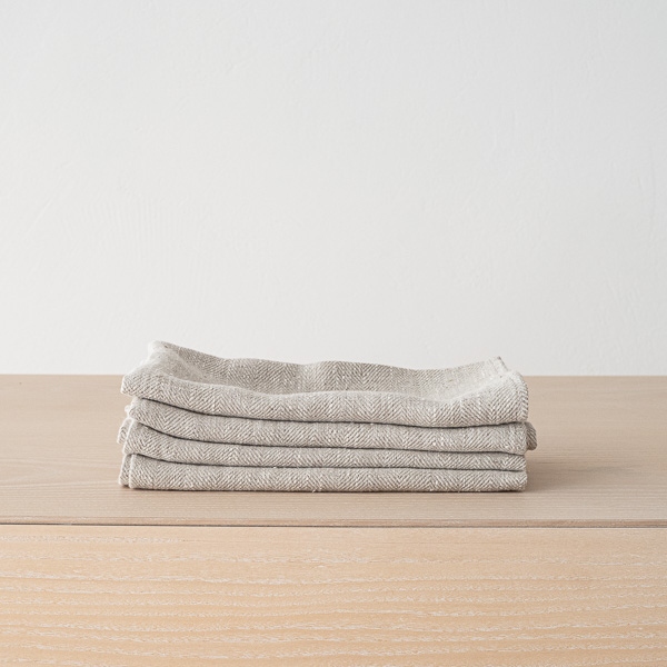 Serviet i hør, natural, Chevron