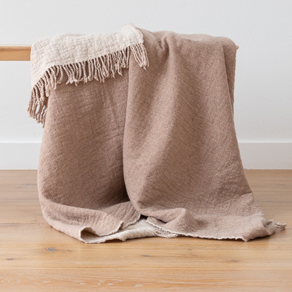 Tæppe i merinould, beige, Marcus