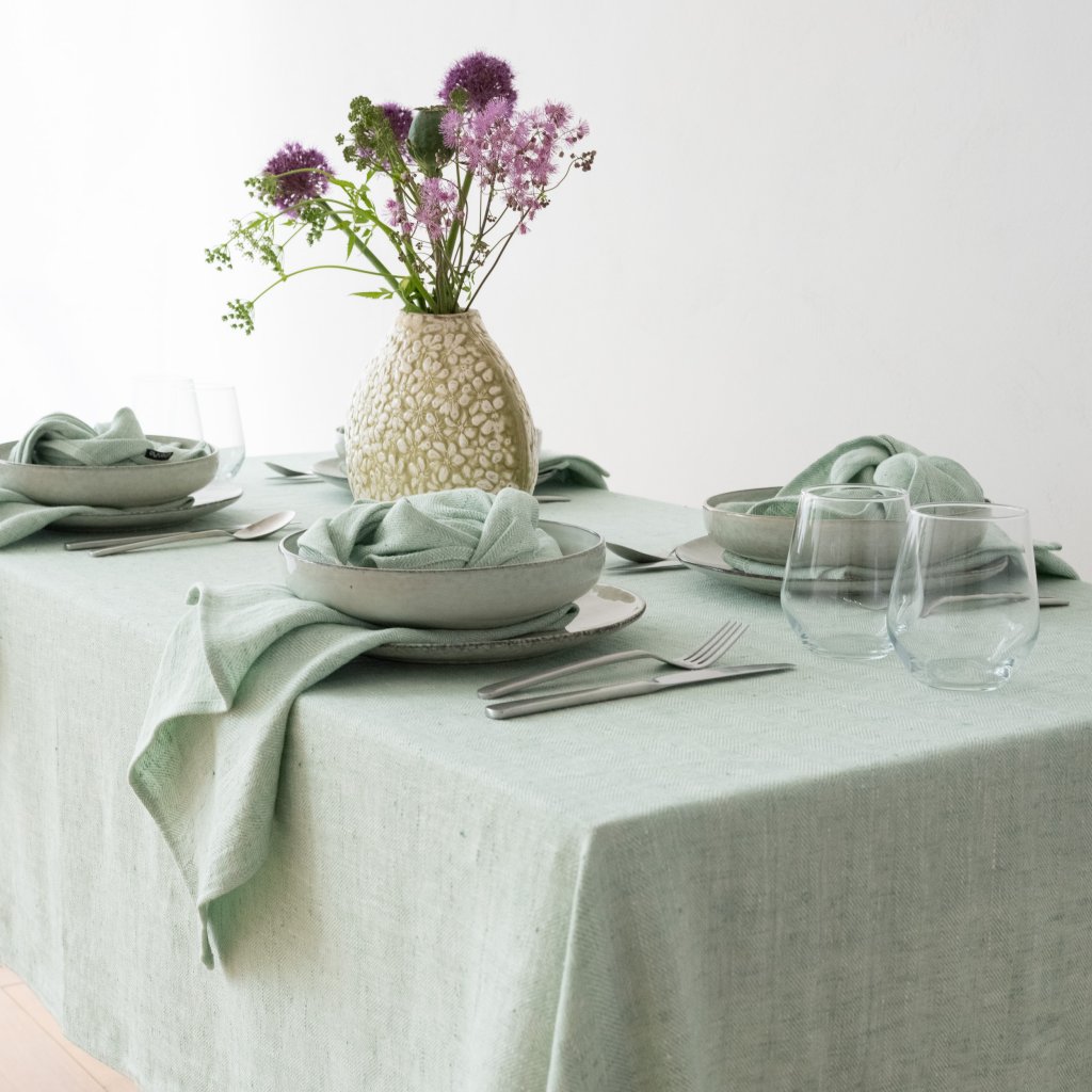 Borddug i hør, mint, Chevron