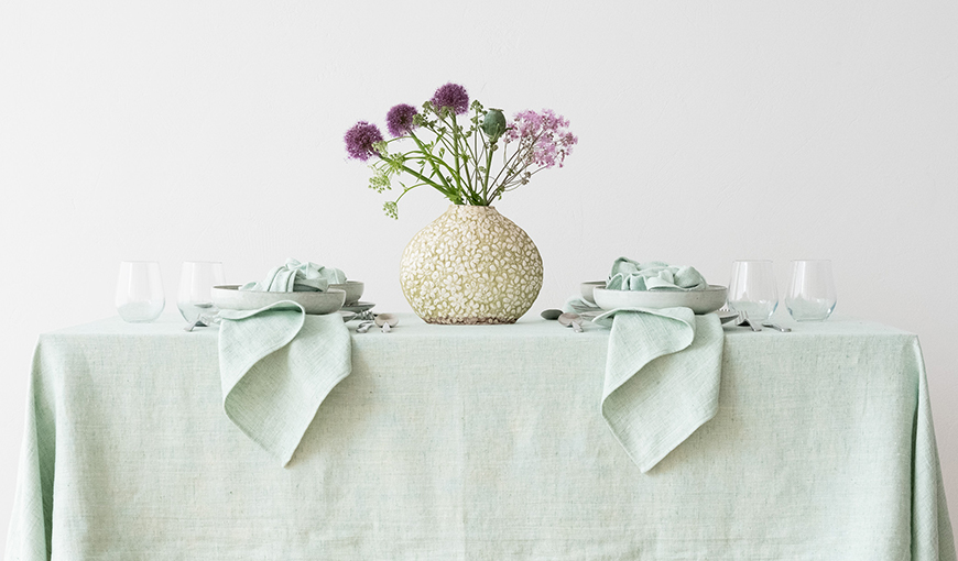 Borddug i hør, mint, Chevron